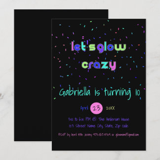Neon Glow En La Oscura Invitación A La Fiesta Del 