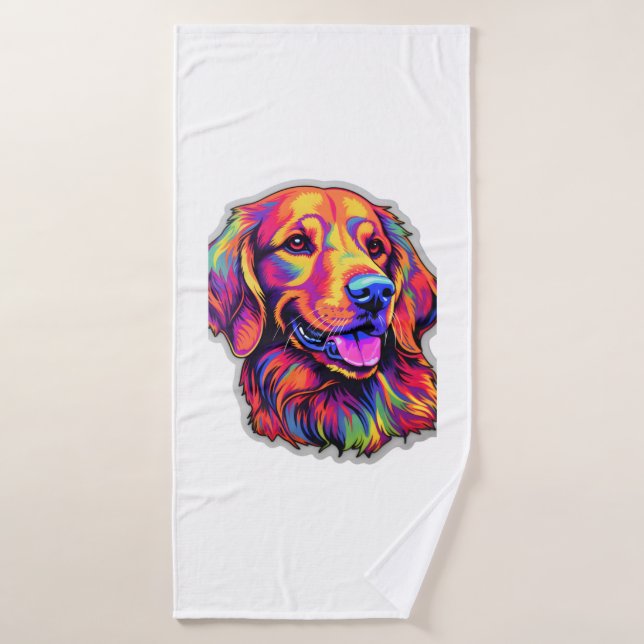 Neon Golden Retriever (Toalla de baño)