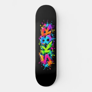 Neón Graffiti SK8R Patineta Arte Colorido Skater