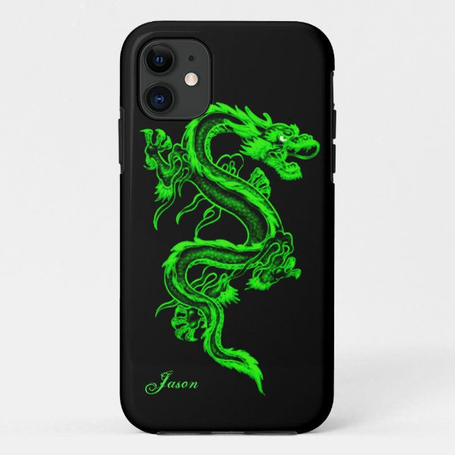 Neon Green Dragon Personalizado iPhone 5 Funda (Reverso)
