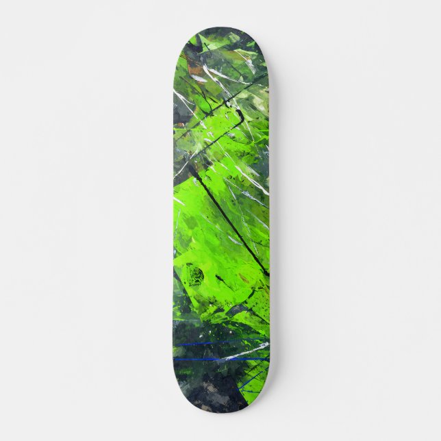 Neon Green Jungle Grunge Abstract Skateboard (Anverso )