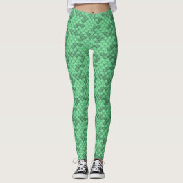 Neon Green Mermaid Scale Leggings Ariel Inspirado