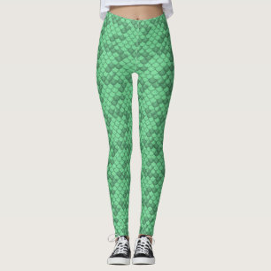 Neon Green Mermaid Scale Leggings Ariel Inspirado