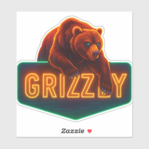 Neon Grizzly Pegatina