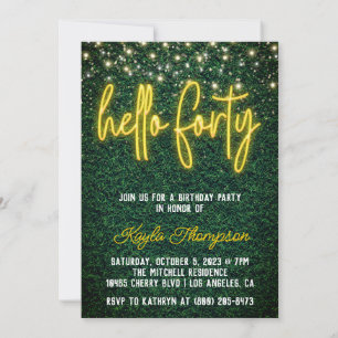 Neon Hello 40.ª Invitación a la fiesta de cumpleañ