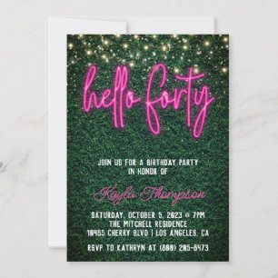 Neon Hello 40.ª Invitación a la fiesta de cumpleañ