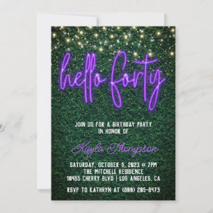 Neon Hello 40.ª Invitación a la fiesta de cumpleañ