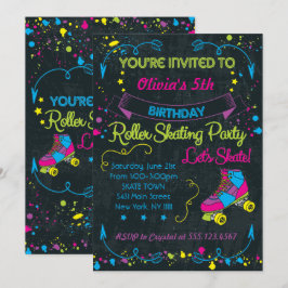 Neón, invitaciones del fiesta del patín