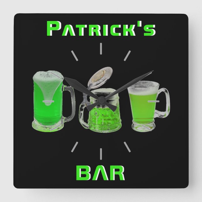Neon Irish Pub Bar Rótulo Reloj Mancave personaliz (Anverso)