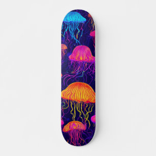 Neon Jellyfish - Skateboard Fluorescente Futurista