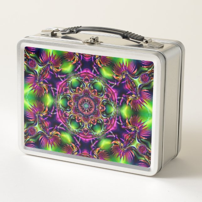 Neon Kaleidoscope Metall Brotdose (Anverso)