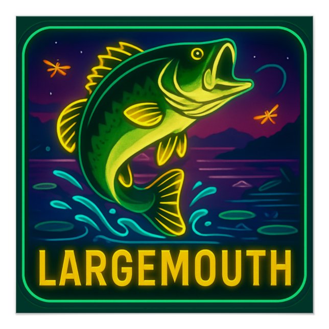 Neon Largemouth Bass Poster (Anverso)
