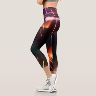 Neon Led Artistic Black Women Capri Leggings