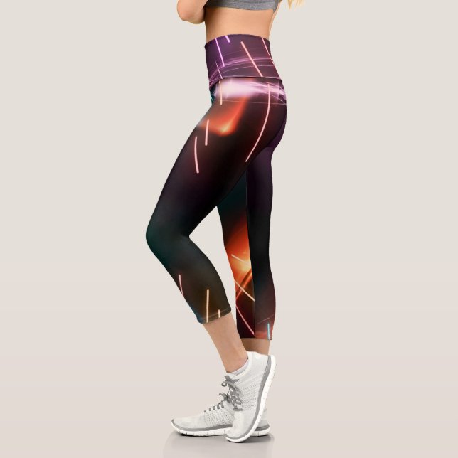Neon Led Artistic Black Women Capri Leggings (Izquierda)