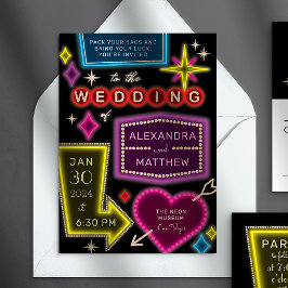 Neon Marquee Rótulos Invitación a la boda de Las V