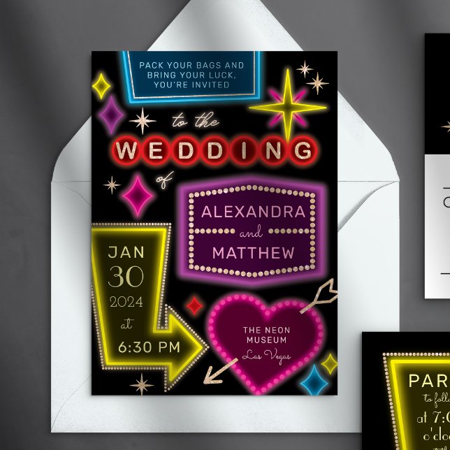 Neon Marquee Rótulos Invitación a la boda de Las V (Subido por el creador)