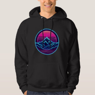 Neon Mountain Circle - Camisa de aventura retro