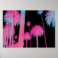 Neon Palm Trees Miami Beach Impresión Art Deco