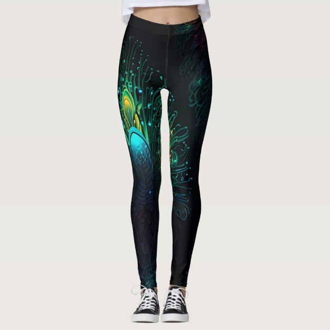 Neon Peacock Elegance Leggings (Anverso)