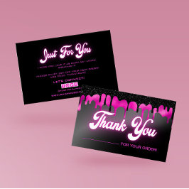 Neon Pink Black dripping purpurina tarjeta de agra