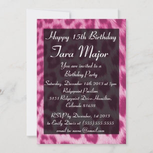 Neon Pink Cheetah Imprimir invitación a fiesta de