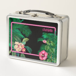 Neon Pink Tropical Botanicals Monograma