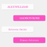 Neon Pink Typewriter | Etiquetas de nombres imperm