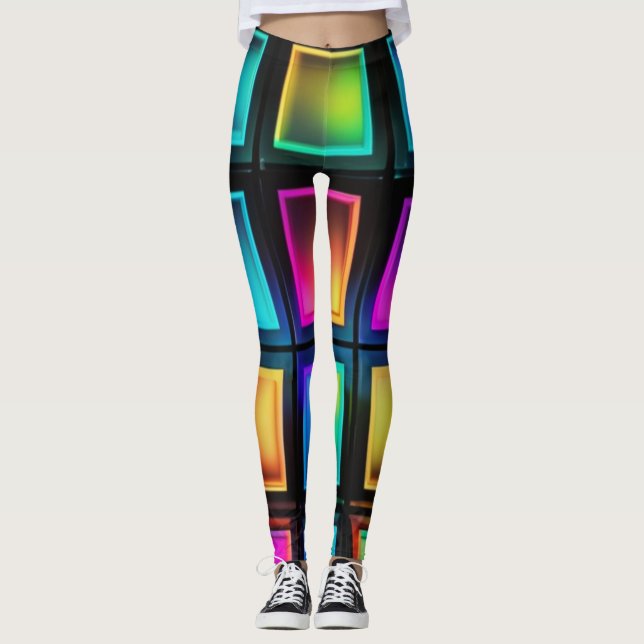 Neon Prism Grid Leggings (Anverso)
