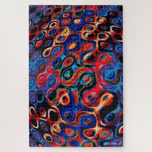 Neon Psychedels Ripples Jigsaw Puzzle (Vertical)