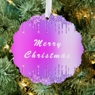 Neon Purple Pink Purpurina Tarjeta de Ornamento de