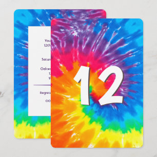 Neon Rainbow Tie Dye Invitación a los 12 años