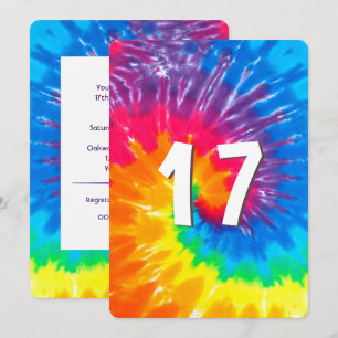 Neon Rainbow Tie Dye Invitación a los 17 años