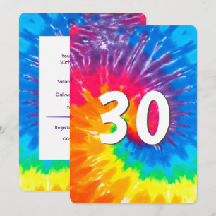 Neon Rainbow Tie Dye Invitación a los 30 años