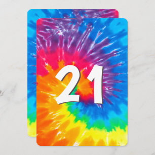 Neon Rainbow Tie Dye Invitación al cumpleaños 21