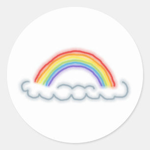 Neon Rainbows Pegatinas redondos (Blanco)