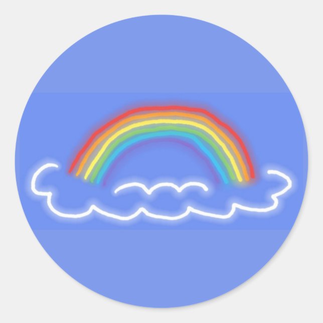 Neon Rainbows Pegatinas redondos (Denim Blue) (Anverso)