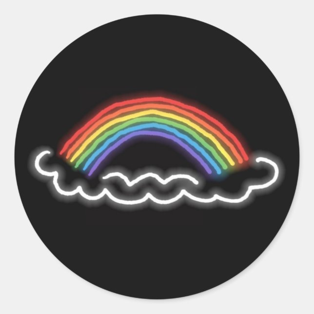 Neon Rainbows Pegatinas redondos (negro) (Anverso)