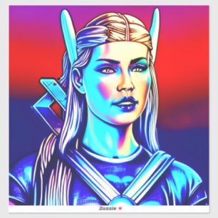 Neon Retro Viking Cualquier Pegatina de vinilo