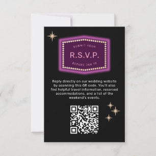 Neon Rótulo Vegas Boda código QR RSVP en línea