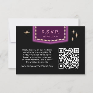 Neon Rótulo Vegas Boda QR Code RSVP en línea