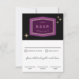 Neon Rótulo Vegas Wedding RSVP con opciones de com