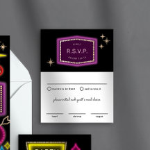 Neon Rótulo Vegas Wedding RSVP Tarjeta de Gabinete