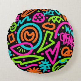 Neon Scribble Splash Cojín decorativo - Retro Pop