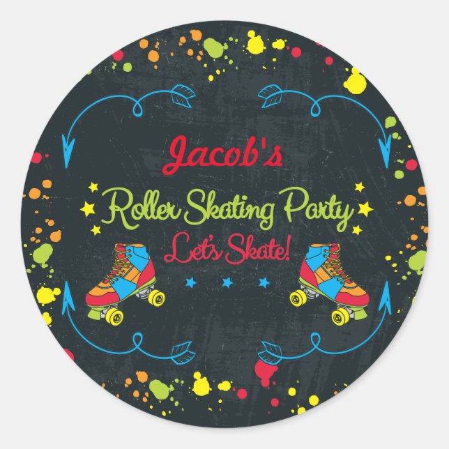 Neon Skate Fiestas Pegatinas (Anverso)