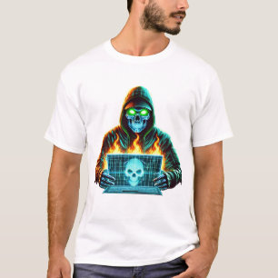 Neon Skull Hacker - Camiseta de Guerrero Cyber Gli