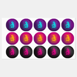 Neon Spy Fingerprint Pegatinas