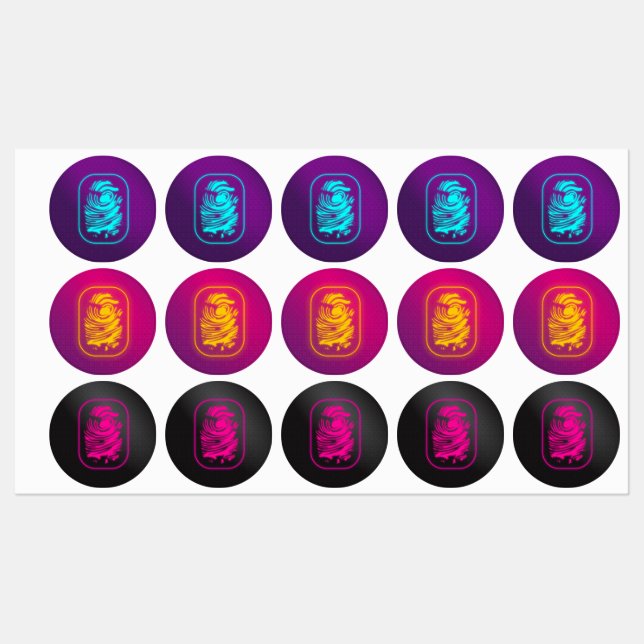 Neon Spy Fingerprint Pegatinas (Hoja)