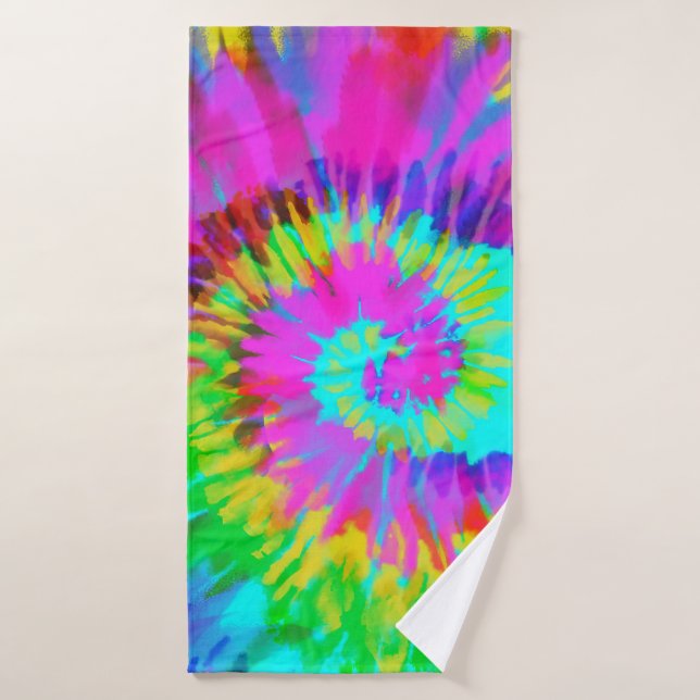 Neon Tie Dye Swirl (Toalla de baño)