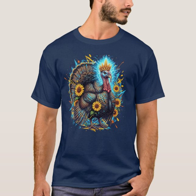 Neon Turkey Rey Camiseta de Acción de Gracias (Anverso)