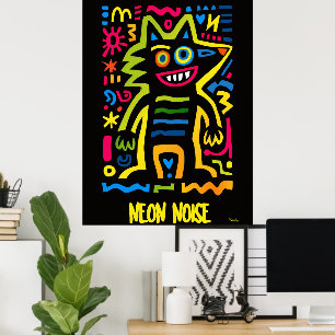 Neon Wolf Poster - Diseño de Halloween de Arte Pop